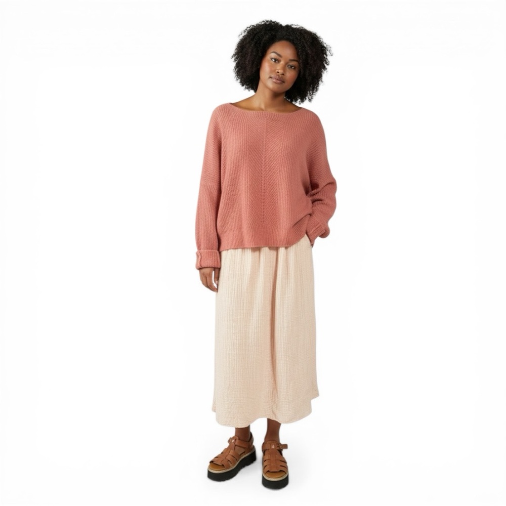 FRNCH Paris Fuzzy Coral Pink Knit Sweater | Soft Italian Fabric Relaxed M/L
